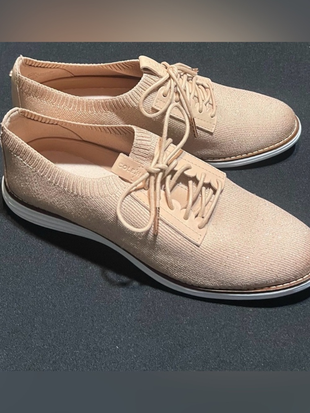 🛍️NWOT Cole Haan Women's Pink/Rose Gold Knit Sneakers with Shimmer - Size 8